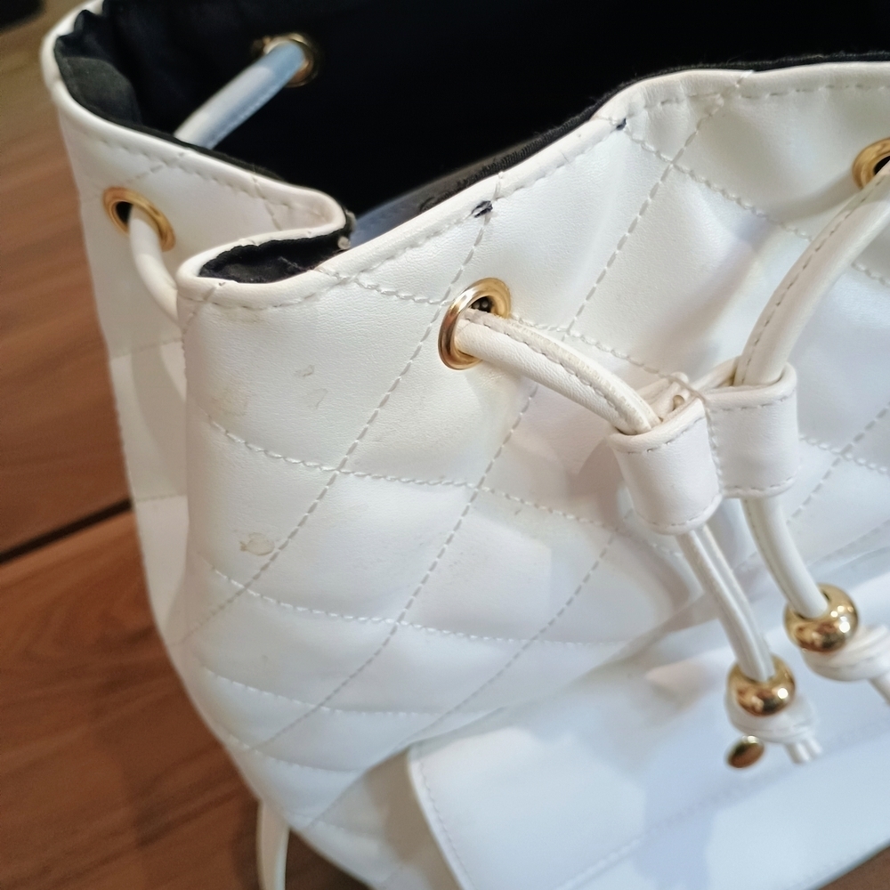 White Quilted Backpack - Picture 5 of 6